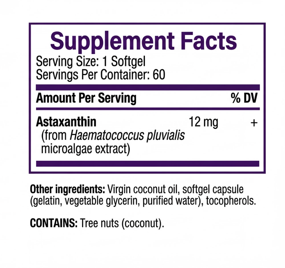 Astaxanthin Supplement Facts